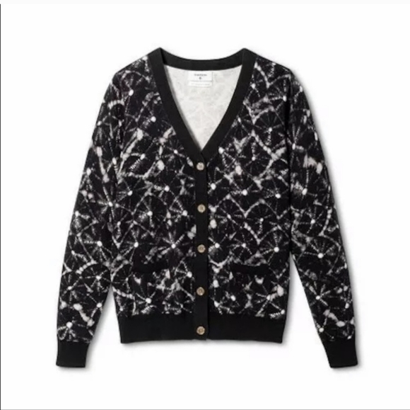 THAKOON for Target | Black & White Shibori Print Button Down Cardigan, Size XS - Picture 2 of 3